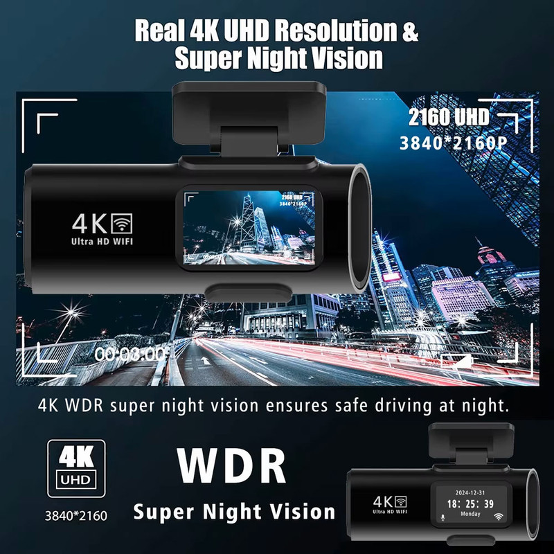 دوربین ثبت وقایع خودرو اتوویژن مدل OK309-4K+WiFi به همراه دوربین عقب