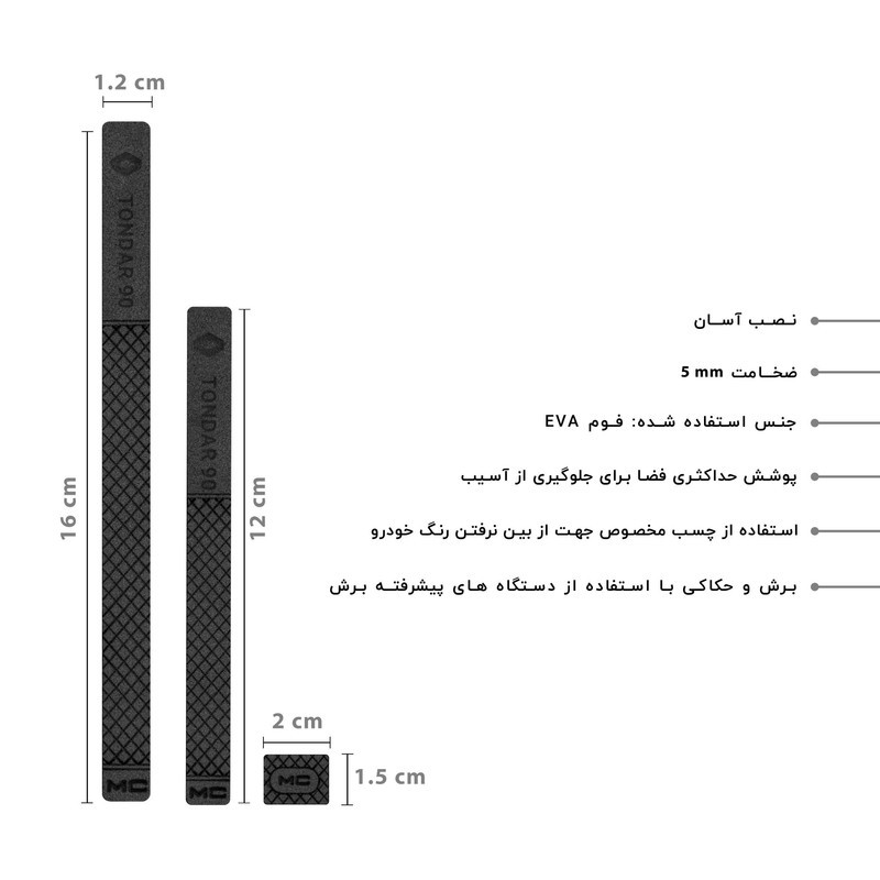 ضربه گیر در خودرو کد MC-RN07  مناسب برای رنو TONDAR90  مجموعه 6 عددی