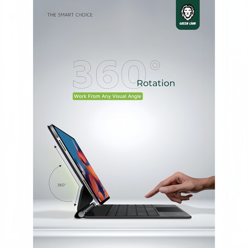 کیف کلاسوری کیبورد دار گرین لاین مدل Magic مناسب برای تبلت اپل iPad Air 11 (2024)  Air 10.9  Pro 11