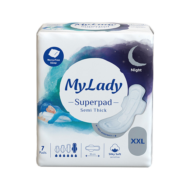 نوار بهداشتی بالدار ضخیم روز و شب مای لیدی مدل Superpad سایز خیلی خیلی بزرگ چهار بسته 7 عددی