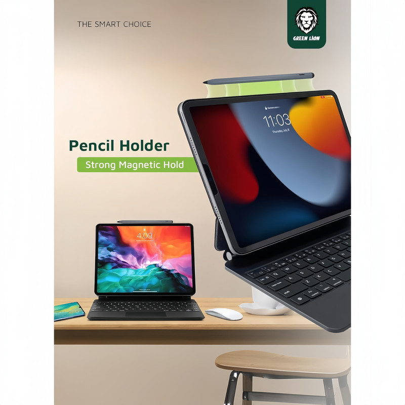 کیف کلاسوری کیبورد دار گرین لاین مدل Magic مناسب برای تبلت اپل iPad Air 11 (2024)  Air 10.9  Pro 11