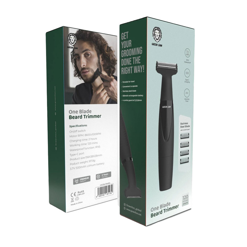 ماشین اصلاح موی صورت گرین لاین مدل One Blade با تیغه نانو سیلور، باتری قابل شارژ، طراحی ارگونومیک، شارژ سریع و مقاوم در برابر آب