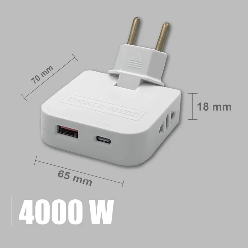 چندراهی برق مدل تاشو 4in1 W USB & type c