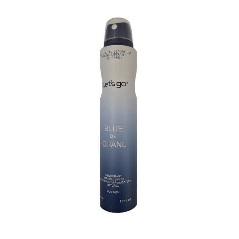 اسپری دئودورانت مردانه لتس گو مدل blue de chanel  حجم 200 میلی لیتر