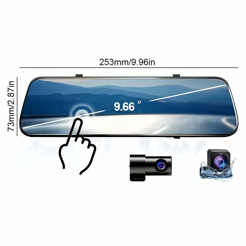دوربین فیلم برداری ثبت وقایع خودرو مدل آینه‌ای لمسی RoadLens-WS8