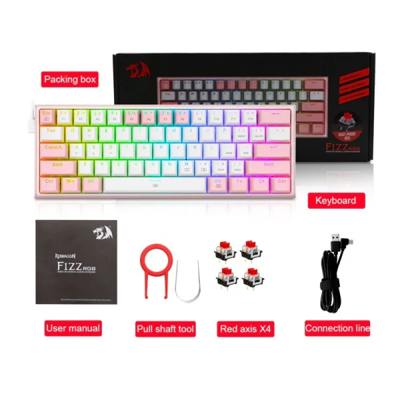 کیبورد مخصوص بازی ردراگون مدل K617 FIZZ RED SWITCH