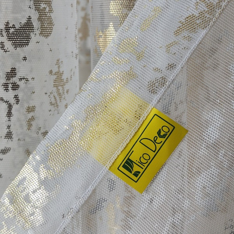پرده تیکو دکو مدل دوخت ساده حریر ژورژت طلا کوب سایز 280*300 سانتی‌متر