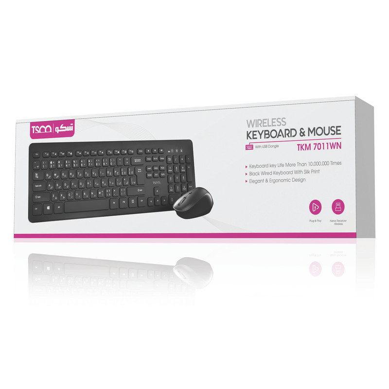 کیبورد و ماوس بی سیم تسکو مدل TKM 7011WN سوئیچ ممبران، Full-Size