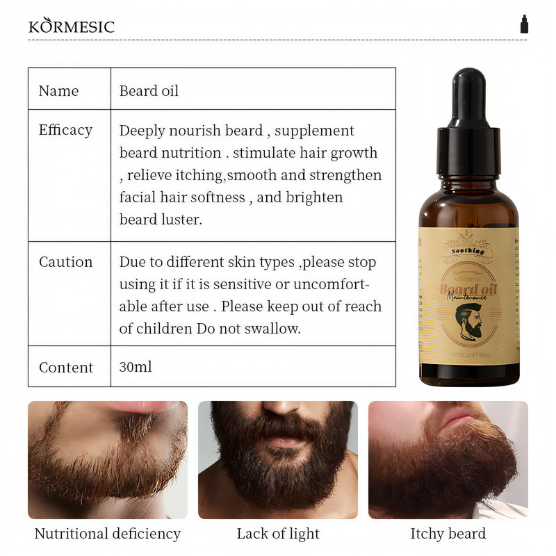 روغن تقویت کننده ریش و سبیل کورمسیک مدل دانه آجیل حجم 30 میلی لیتر