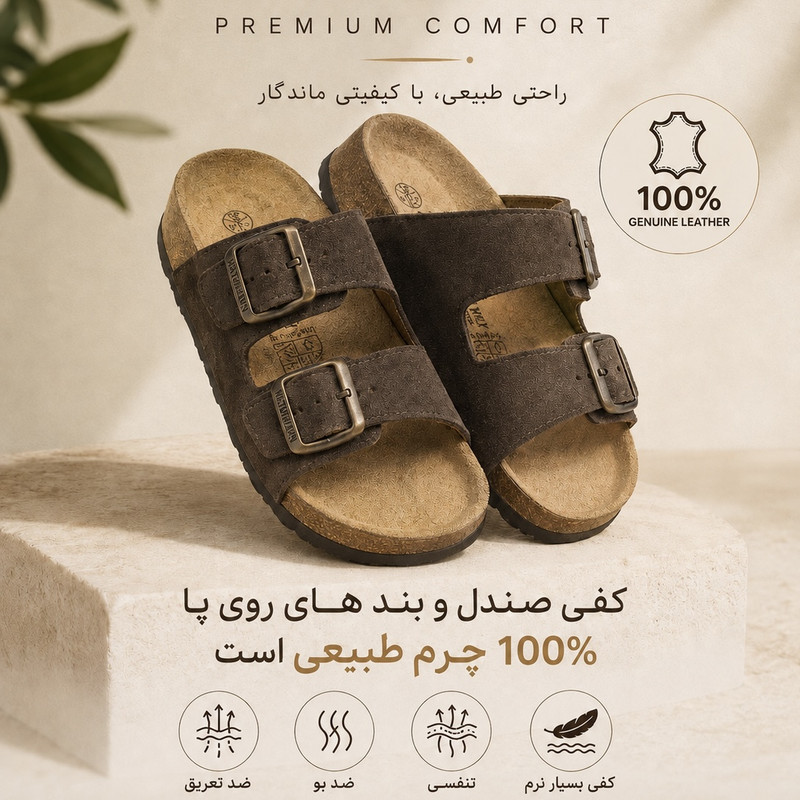 صندل زنانه اسمارا مدل تمام چرم طبیعی بیرکن