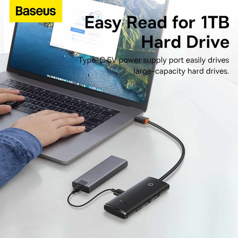 هاب 4 پورت Usb2 باسئوس مدل AirJoy Series-WKQX070001 25cm