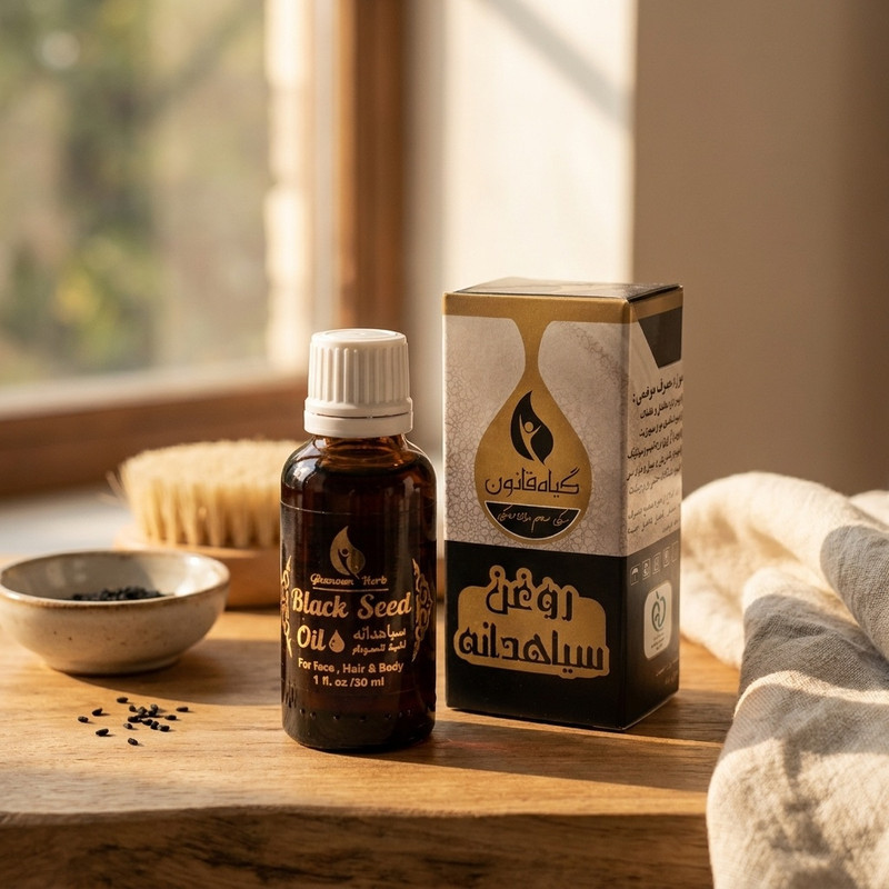 روغن سیاه‌دانه گیاه قانون مدل 010 حجم 30 میلی‌لیتر مناسب پوست و مو، تقویت‌کننده و مغذی