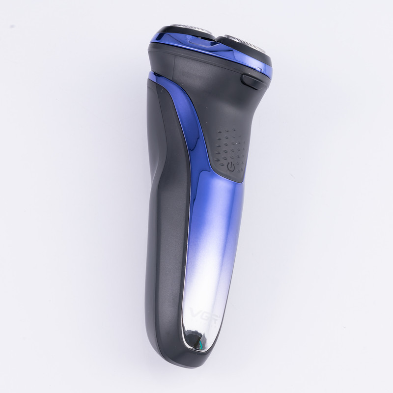 ماشین اصلاح موی صورت وی جی آر مدل V-306 با تیغه استیل ضد زنگ چرخشی، حرکت سری در 5 جهت، استفاده خشک و مرطوب، شارژ USB و نمایشگر LED میزان شارژ