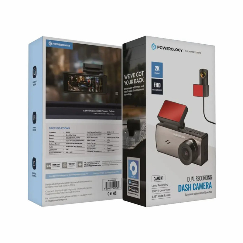 دوربین ثبت وقایع پاورلوژی مدل Dual Recording به همراه دوربین عقب