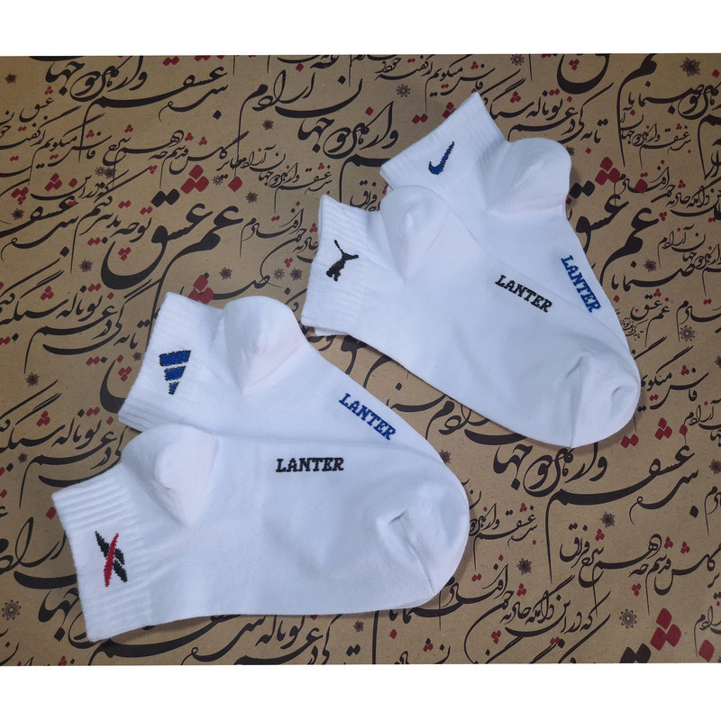 جوراب مردانه لنتر مدل مچی کد 7008 رنگ سفید مجموعه 4 عددی