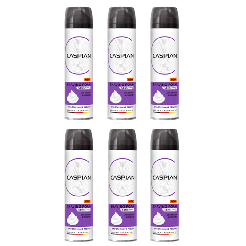 فوم اصلاح کاسپین مدل  مدل Sensitive Skin حجم 200 میلی لیتر بسته 6 عددی