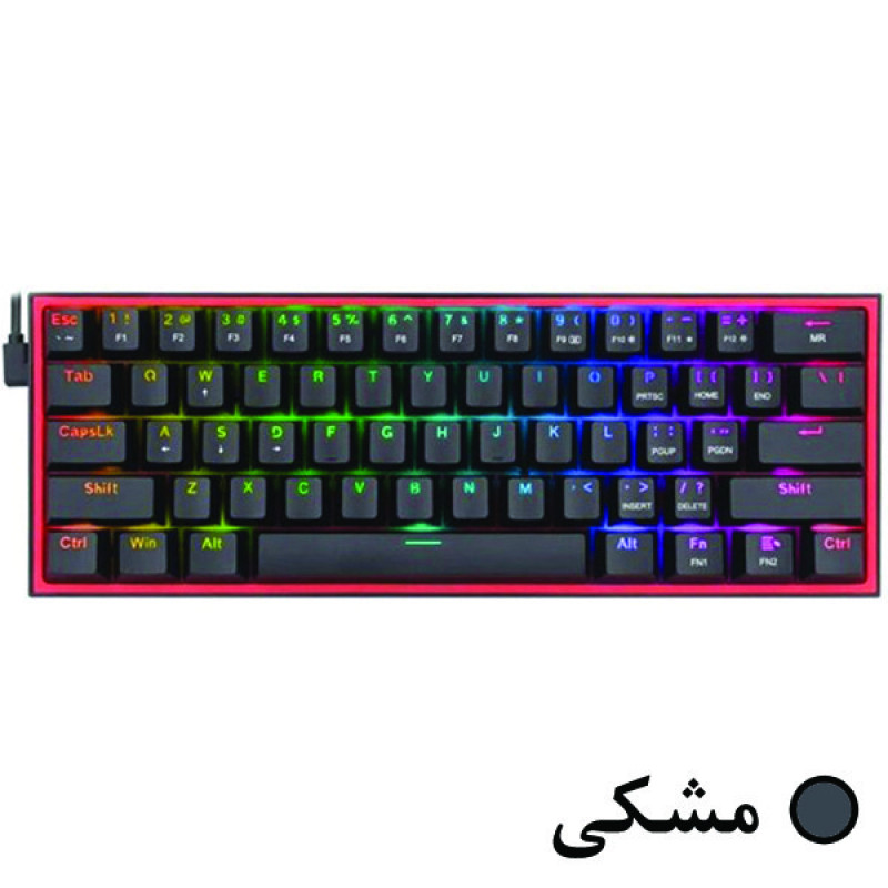 کیبورد گیمینگ ردراگون مدل K617 FIZZ، سوییچ مکانیکال قرمز، Tenkeyless، نورپردازی RGB