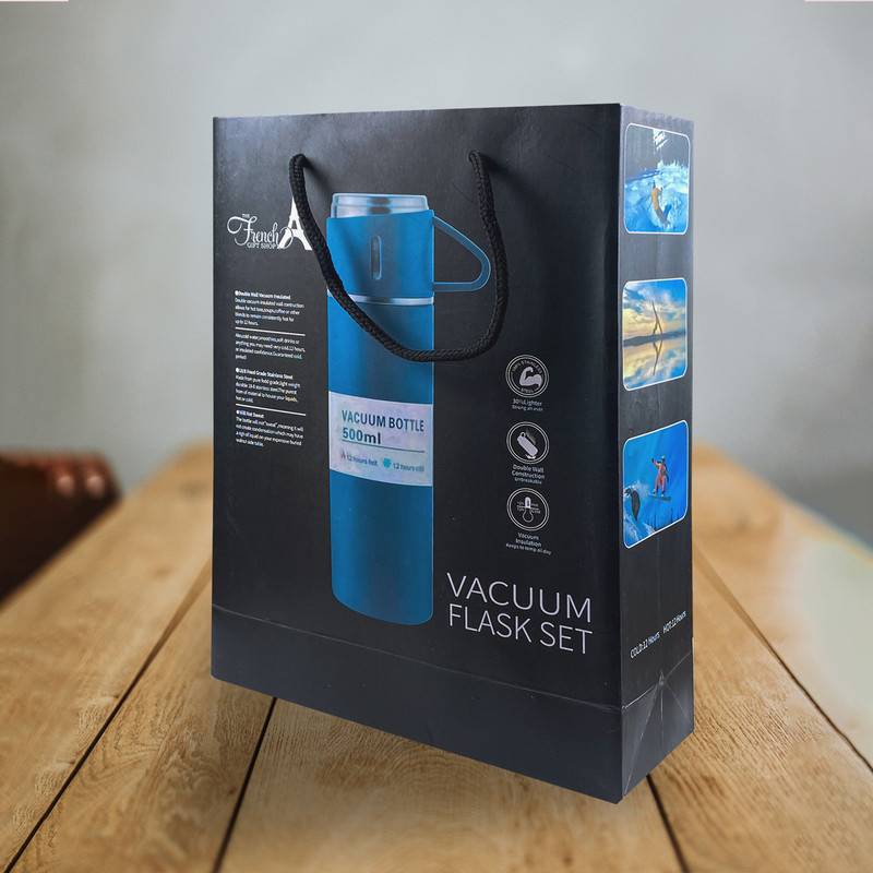 فلاسک مدل کادویی NEW VACUUM FLASK SET گنجایش 0.5 لیتر به همراه لیوان مجموعه 3 عددی