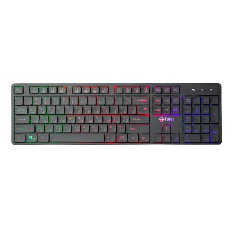 کیبورد و ماوس گیمینگ فاطر مدل CWR-7000B، سوییچ ممبران، Full-Size، نورپردازی RGB