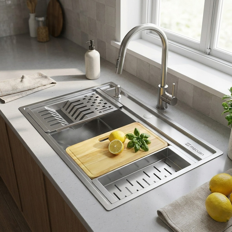 سینک ظرفشویی استیل توکار یک لگنه مکوان مدل MS74-Max