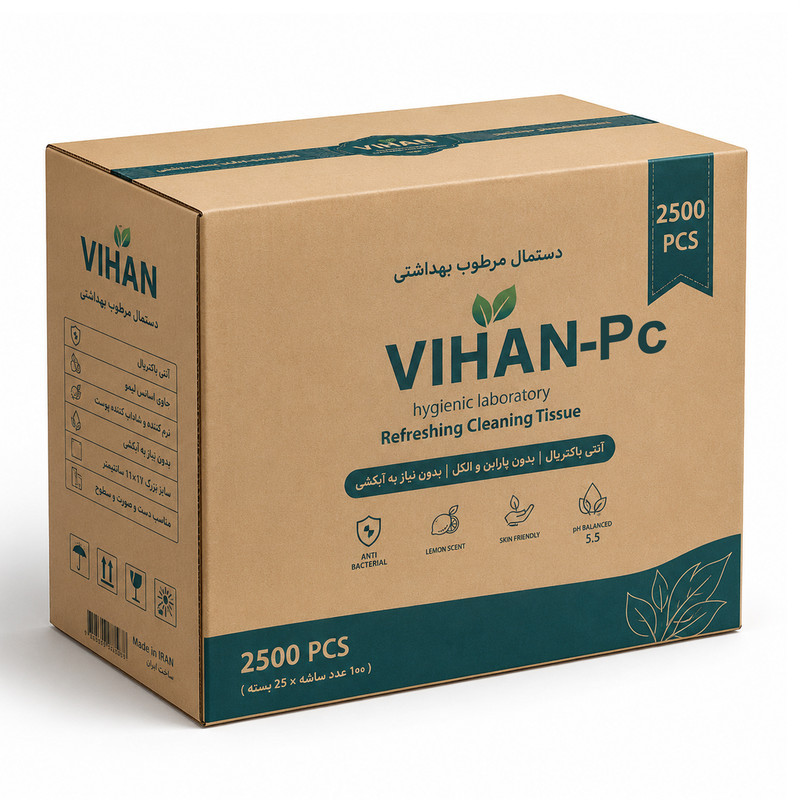 دستمال مرطوب ویهان مدل AntiBacterial-2-100 مجموعه 2500 عددی