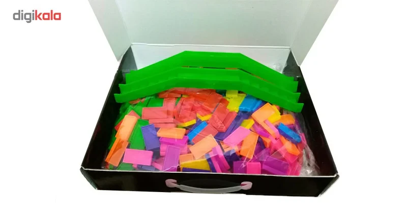 بازی فکری ساختنی دومینو 500 قطعه تک‌نفره مناسب بالای 3 سال با درجه سختی آسان، تقویت هوش و تمرکز، کنترل اعصاب و مهارت‌افزایی، شامل 2 عدد پل چیدمان