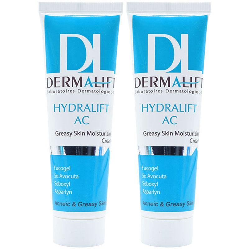 کرم مرطوب‌کننده پوست چرب درمالیفت مدل Hydralift AC Cream حجم 50 میلی‌لیتر بسته دو عددی