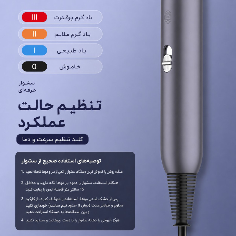 سشوار حرفه‌ای 2400 وات والر مدل 9066