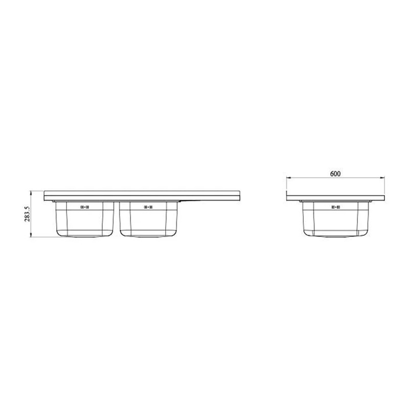 سینک ظرفشویی استیل روکار دو لگنه کن مدل 9152s-R