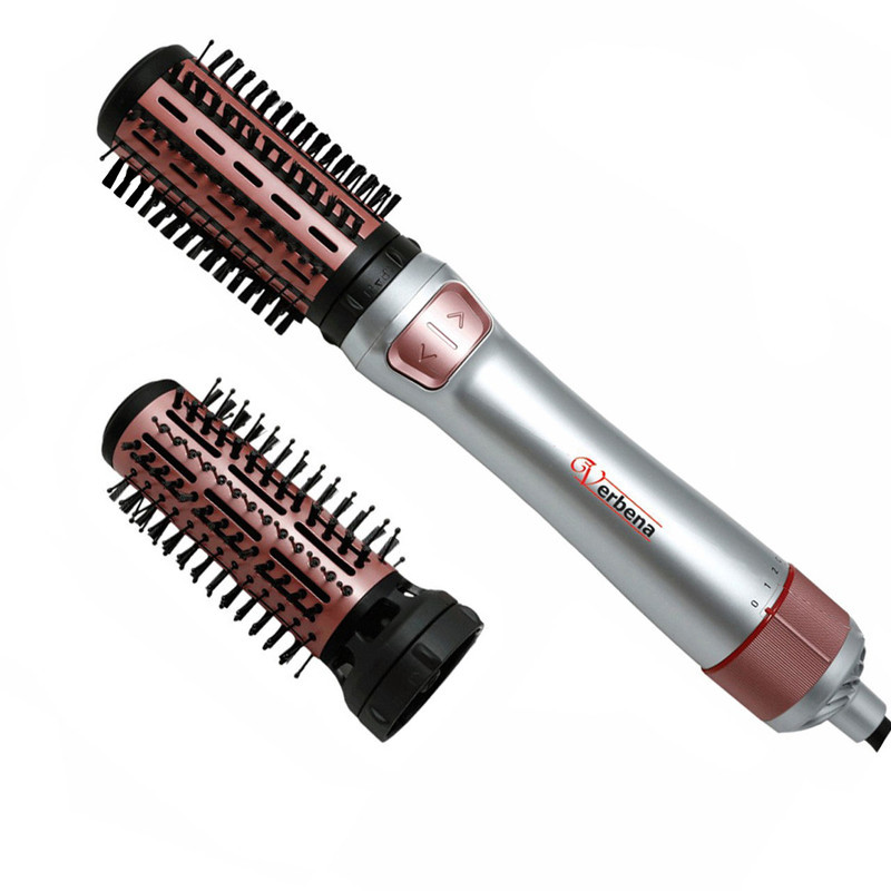 سشوار برس‌دار چرخشی 1000 وات وربنا مدل VR-9915، موتور AC، وزن 150 گرم، المنت سرامیک، دارای سری چرخشی با ویژگی صاف‌کنندگی، با قابلیت باد سرد، فناوری تولید یون