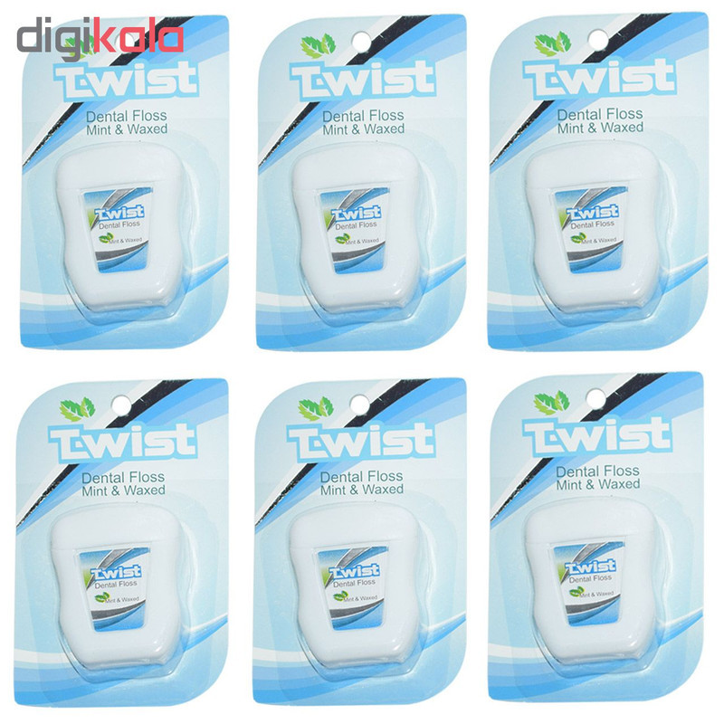 نخ دندان تویست مدل Mint And Waxed بسته 6 عددی