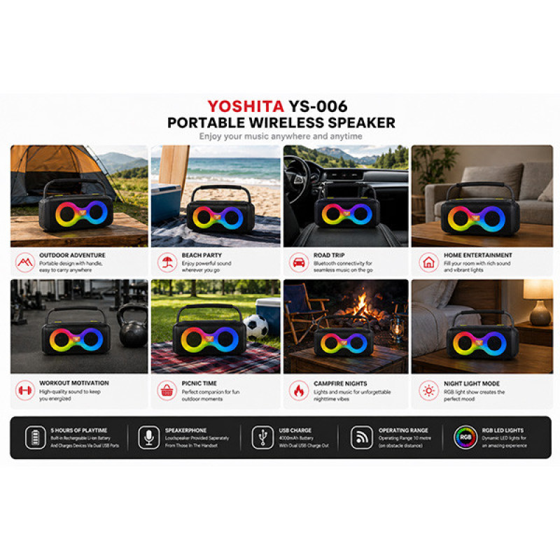 اسپیکر بلوتوثی قابل حمل مدل YS-006