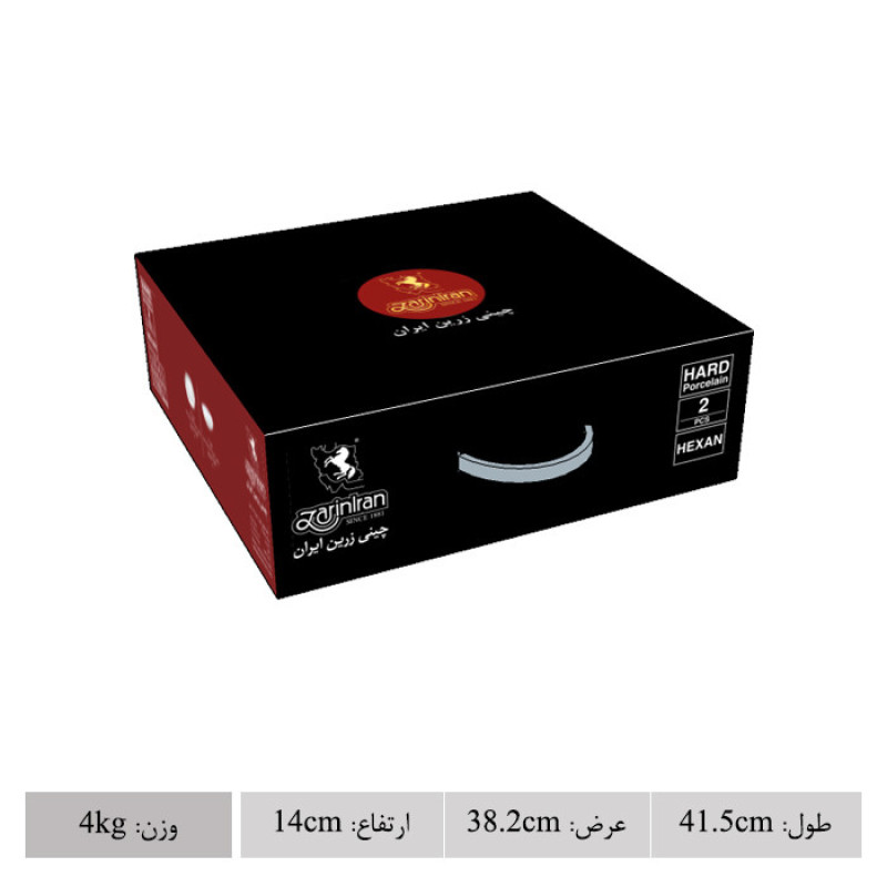 ست قاب و قدح چینی زرین ایران مدل فلورانس 2 عددی برای سالادخوری، سوپ‌خوری و آجیل‌خوری، جنس چینی، ابعاد قاب 31×31×11 سانتی‌متر و وزن 1255 گرم، ابعاد قدح 37×37×4 سانتی‌متر و وزن 1585 گرم