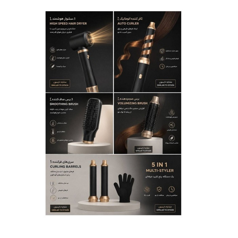 سشوار حرفه ای  1000 وات مدل UKLISS- 5IN1