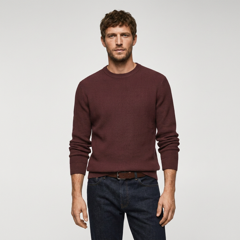پلیور یقه گرد مردانه مانگو مدل REGULAR FIT COTTON