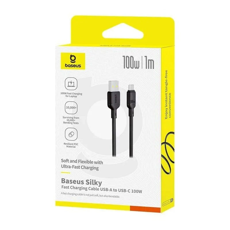 کابل تبدیل USB به USB-C بیسوس مدل Silky Series طول 1 متر