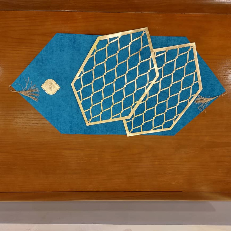 ست سه تکه رومیزی آرکاد مدل چرم و مخمل طرح موج کد T8540