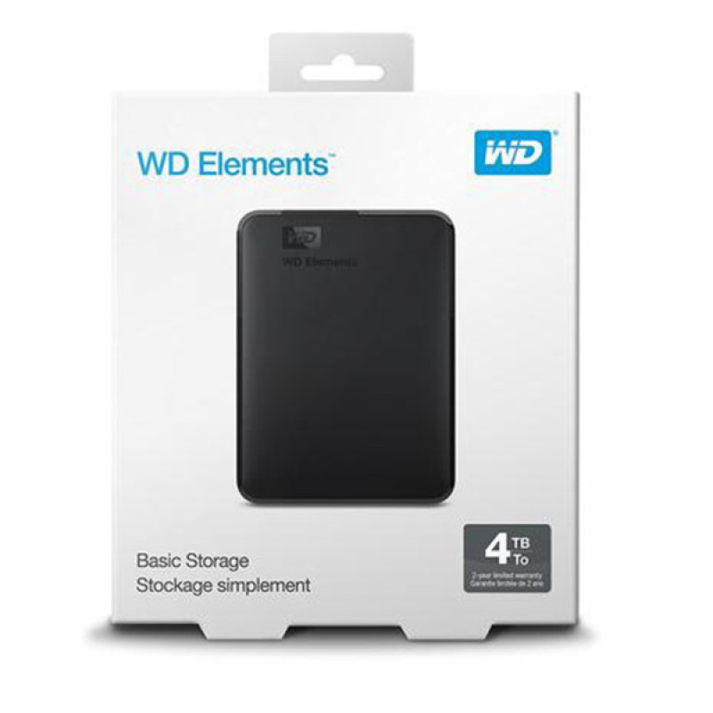 هارد اکسترنال وسترن دیجیتال مدل Elements  ظرفیت چهار ترابایت دارای رابط USB Type-A 3.2