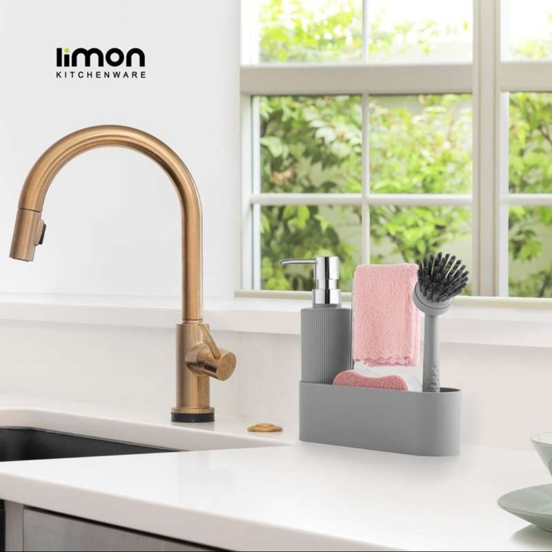 پمپ مایع ظرفشویی رومیزی لیمون مدل استند دار همراه فرچه کد HS2124