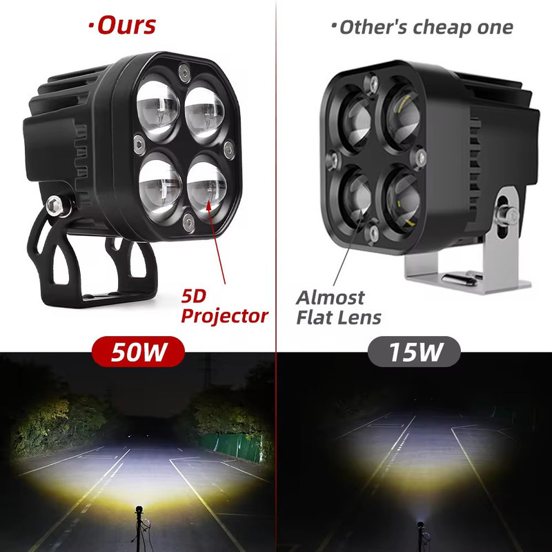 پروژکتور آفرودی خودرو و موتور سیکلت مدل Square Lenz بسته دو عددی