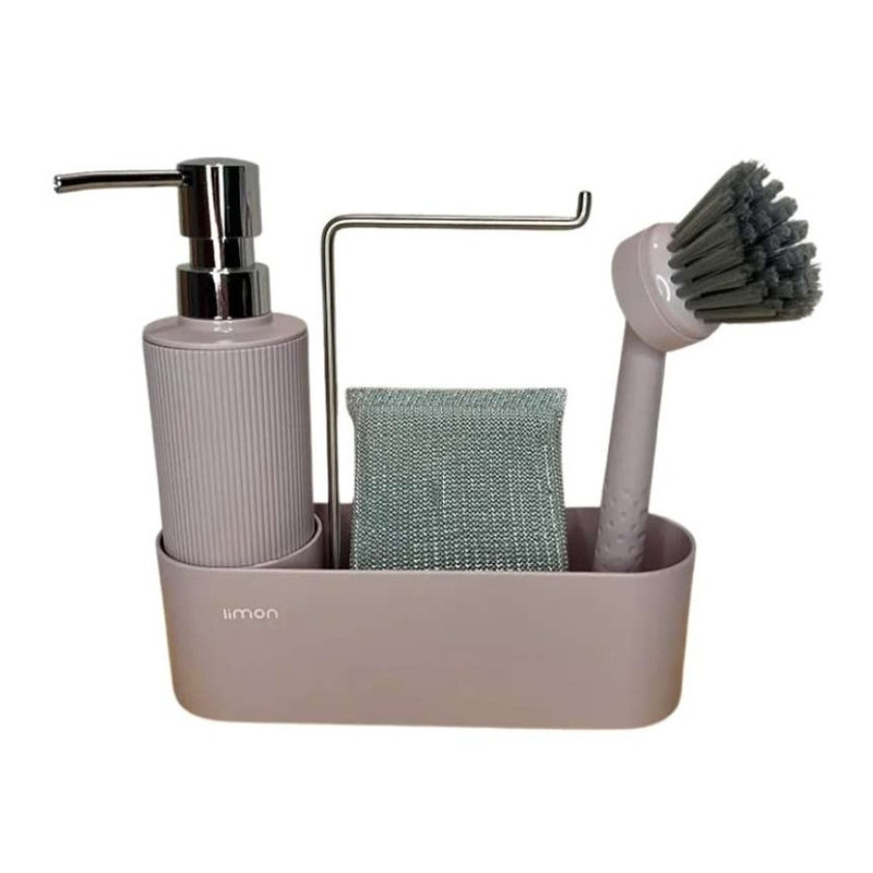 پمپ مایع ظرفشویی رومیزی لیمون مدل استند دار همراه فرچه کد HS2124