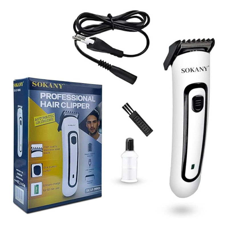 ماشین اصلاح موی سر و صورت شارژی سوکانی مدل SK-LF-9943 با تیغه استیل ضد زنگ، قابلیت اصلاح صفر میلی‌متر، شانه قابل تنظیم 0 تا 5 میلی‌متر و طراحی ارگونومیک