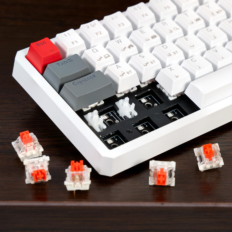 کیبورد گیمینگ فاطر مدل KCR-8000B، مکانیکال سوییچ قرمز، Tenkeyless، نورپردازی RGB