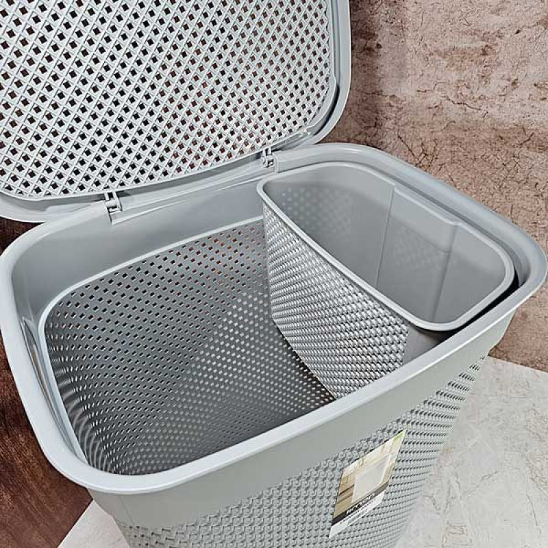 سبد رخت چرک لیمون مدل بافت کد HS2136  مجموعه 2 عددی