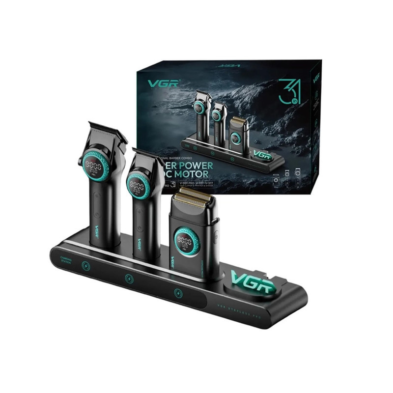 ست ماشین اصلاح موی سر و صورت شارژی وی جی آر مدل  suoer power 3*1 مجموعه 3 عددی
