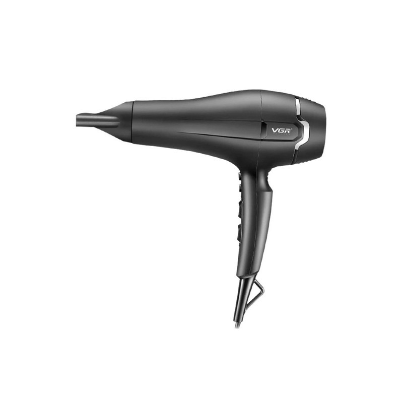 سشوار حرفه‌ای 2400 وات وی جی ار مدل V-450، موتور AC، وزن 950 گرم، دارای سری متمرکز‌کننده باریک، سری شانه‌دار با ویژگی صاف‌کنندگی، حجم‌دهندگی، با قابلیت باد سرد