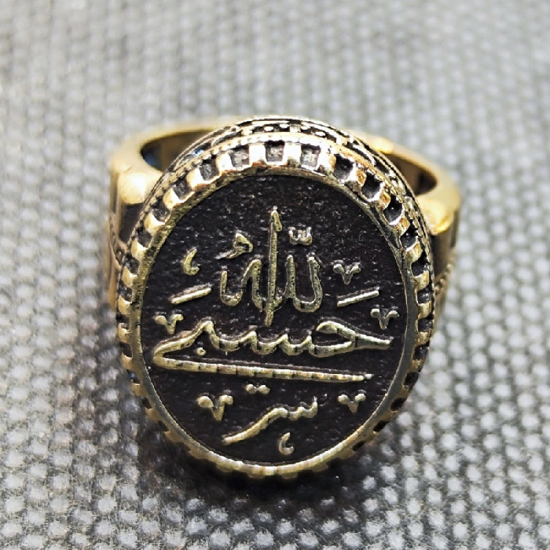 انگشتر مردانه مدل طلا روس طرح حسبی الله کد 260