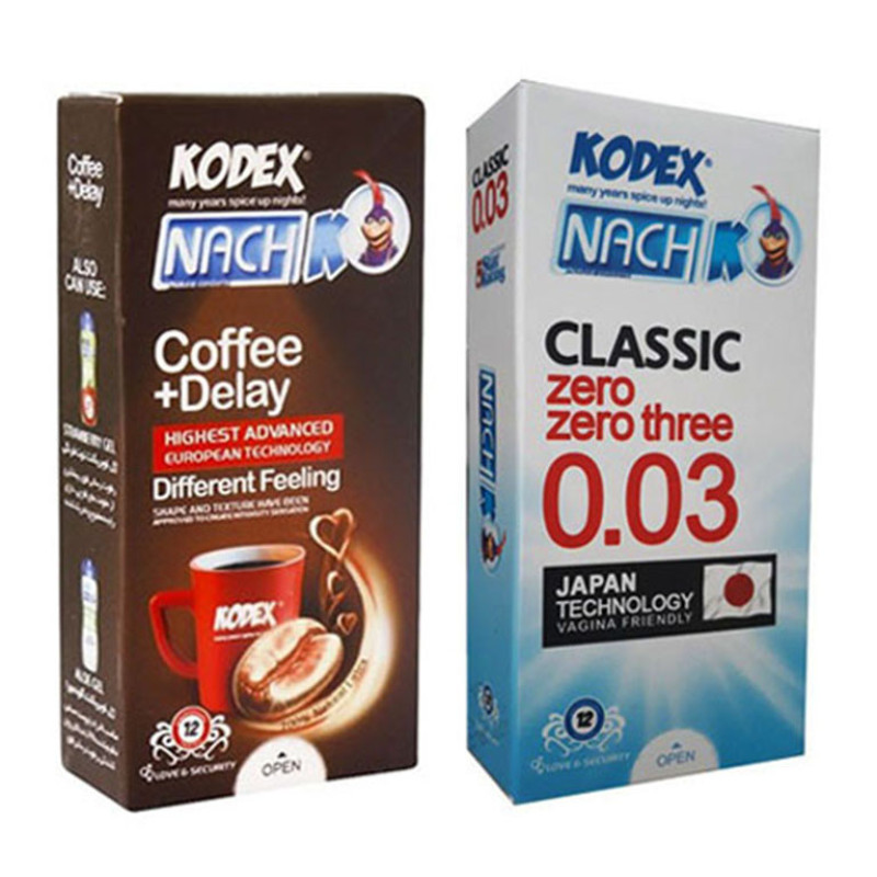 کاندوم ناچ کدکس مدل Coffee Delay بسته 12 عددی به همراه کاندوم ناچ کدکس مدل CLASSIC 0.03 بسته 12 عددی