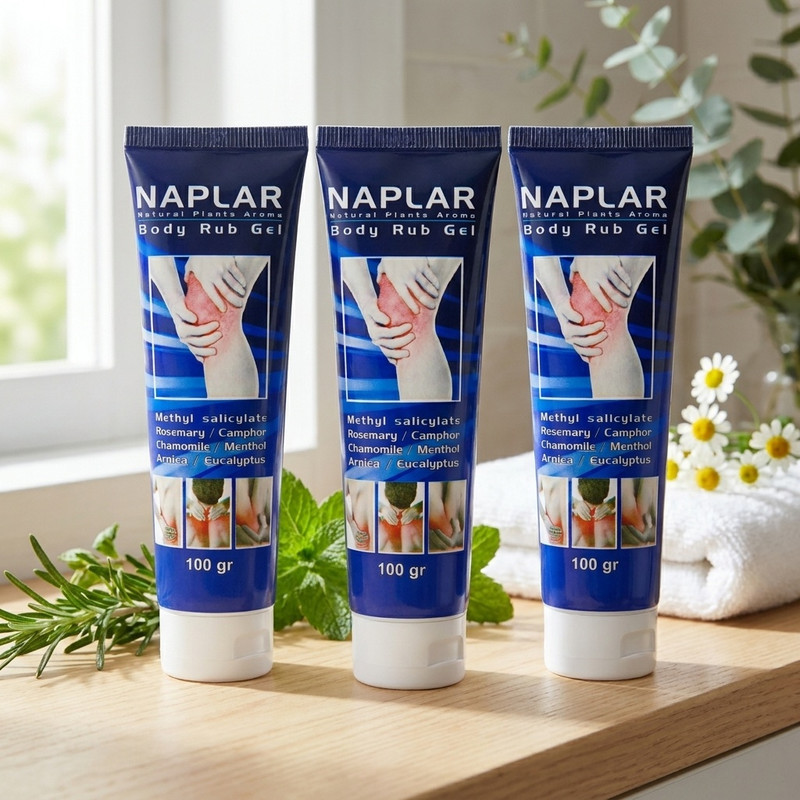 ژل ضد درد عضلانی ناپلار مدل Rub Gel حجم 100 میلی‌لیتر مجموعه 3 عددی با عصاره نعناع، میخک، رزماری و گزنه کاهش التهاب، رفع گرفتگی و تحریک گردش خون موضعی