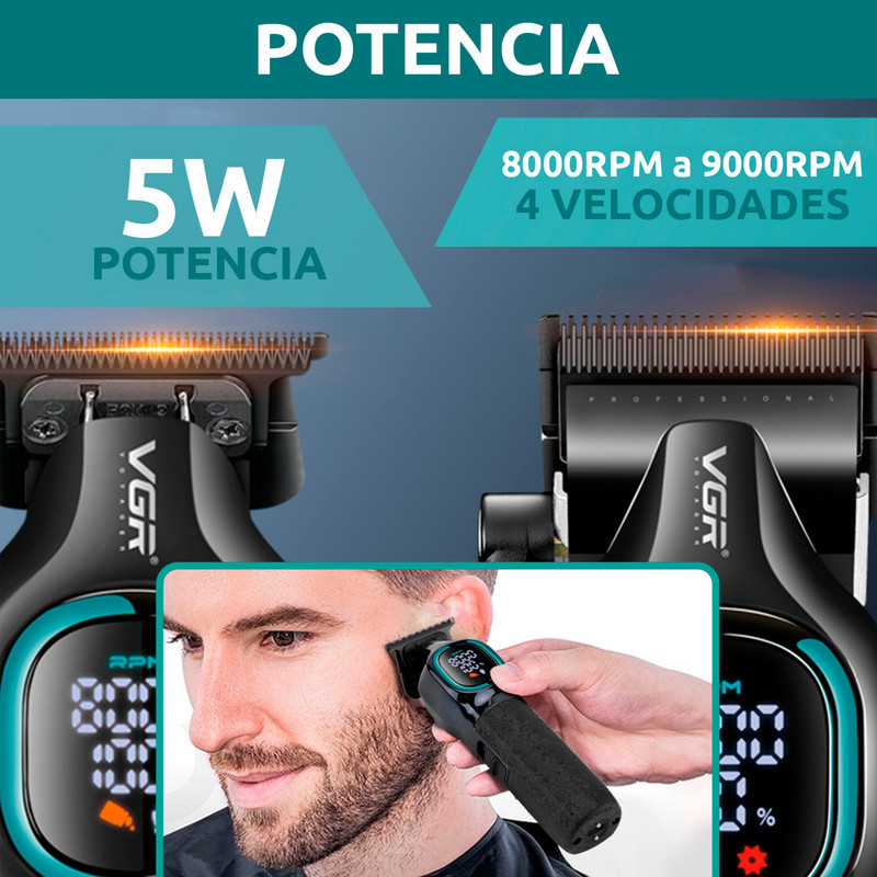 ماشین اصلاح موی سر و صورت شارژی وی جی ار مدل V-886 S2 مجموعه 2 عددی